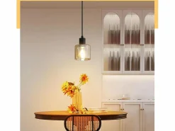 Mesa de comedor suspendida, lámpara colgante vintage, colgante E27, colgante negro, 1 bombilla retro industrial.^NETTLIFE
