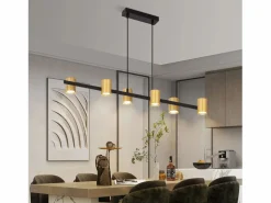 NETTLIFE Lámpara Suspendida|Mesa de comedor colgante. Lámpara colgante de 6 bombillas negras GU10, industrial de metal.