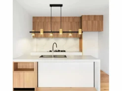 NETTLIFE Lámpara Suspendida|Mesa de comedor colgante. Lámpara colgante de 6 bombillas negras GU10, industrial de metal.