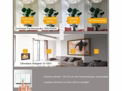 NETTLIFE Plafón LED Ajustable con Telécontrol, Blanco. Plafón de 35W, Moderno, Plano y Redondo, de 41 cm de Diámetro. Negro / Blanco Clearance