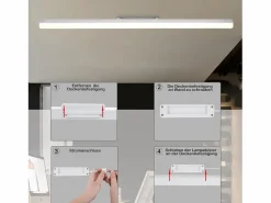 NETTLIFE Plafón LED blanco 4000K 36W 90CM lámpara de cocina con luz diurna: lámpara para cocina salón dormitorio balcón pasillo Negro Clearance