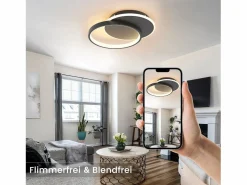 NETTLIFE Plafón|Plafón LED para salón, dimmable, moderno, con mando a distancia para el pasillo.