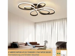 NETTLIFE Plafón|Plafonario LED Ajustable de Gran Tamaño, 100 cm, para Salón, 90 W, Moderno, con Control Remoto