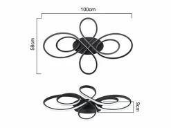 NETTLIFE Plafón|Plafonario LED Ajustable de Gran Tamaño, 100 cm, para Salón, 90 W, Moderno, con Control Remoto