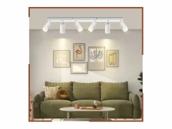 NETTLIFE Plafonero de 6 focos moderno: plafonero con foco GU10 giratorio hasta 355° de metal para interiores, para cocina, salón, dormitorio, sin bombilla. Blanco Sale