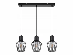 NETTLIFE Suspensión con 3 llamas, suspensión metálica industrial negra, LED E27, metálica. Negro New