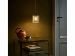 Suspensión de lámpara de mesa de estilo vintage - 1 bombilla E14 Máx. 40W, retro, metal y vidrio , de estilo industrial.^NETTLIFE Clearance