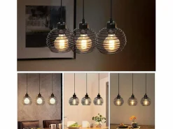 NETTLIFE Suspensión de mesa Vintage . Lámpara de mesa E27. Lámpara para comedor. Retró cocina industrial. Negro Sale