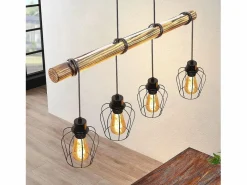 NETTLIFE Lámpara Suspendida|Suspensión retro, lámpara de suspensión vintage de madera industrial negra E27.