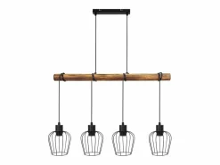 NETTLIFE Lámpara Suspendida|Suspensión retro, lámpara de suspensión vintage de madera industrial negra E27.