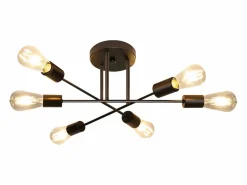 NETTLIFE Vintage - Lámpara de techo con 6 bombillas E27, salón industrial, , retro, para dormitorio - Lámpara, estilo rústico, lámpara para mesa del comedor. Negro Outlet