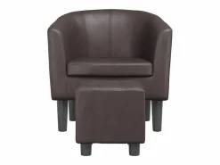 Garden Furniture Sillón Estilo Cabriolet|Nykøbing Mors Sillón con taburete cuero sintético marrón