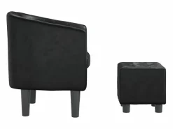 Garden Furniture Nykøbing Mors Sillón con taburete cuero sintético Negro Clearance