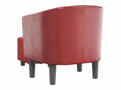 Nykøbing Mors Sillón diseño de cubo con reposapiés cuero sintético rojo tinto^Garden Furniture New