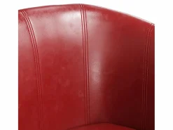 Nykøbing Mors Sillón diseño de cubo con reposapiés cuero sintético rojo tinto^Garden Furniture New