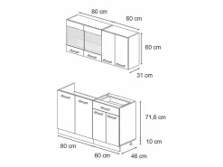 Vicco Cocina Completa|Сocina versátil oro power roble/antracita 140x46x81.6 r-line