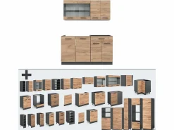 Vicco Cocina Completa|Сocina versátil oro power roble/antracita 140x46x81.6 r-line