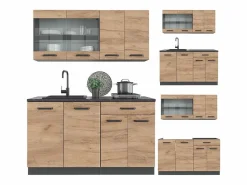 Vicco Cocina Completa|Сocina versátil oro power roble/antracita 140x46x81.6 r-line