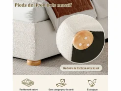 Oferta cama doble - 160 x 200 cm - con cabecero acolchado + almacenaje hidráulico - bucle -^Merax Best