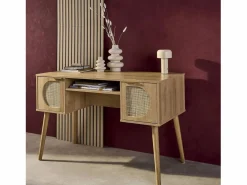 Oficina efecto madera y mimbre, 2 cajones natural^Sweeek Discount
