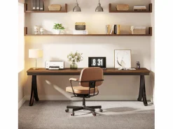 Oficina informática, Mesa para portátil, Gran escritorio doble para oficina en casa, 200 x 70 x 75 cm, Marrón rústico^Tribesigns Best