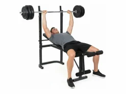 Aparato De Musculación|O'Fitness Banco de pesas con barra + pesas de 20 Kg incluidas - - Ideal para la actividad física en casa