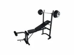Aparato De Musculación|O'Fitness Banco de pesas con barra + pesas de 20 Kg incluidas - - Ideal para la actividad física en casa