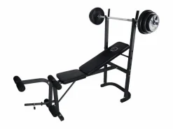 Aparato De Musculación|O'Fitness Banco de pesas con barra + pesas de 20 Kg incluidas - - Ideal para la actividad física en casa