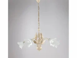 Olga - Lámpara de araña con cristal alabastro y acabado oro antiguo, 5 luces Ø68 cm^ Best