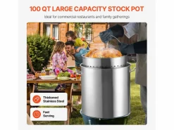 Material Y Utensilios De Cocina|Olla de Acero Inoxidable SucceBuy, 94,6 Litros, con Tapa con Cesta para Cocinar