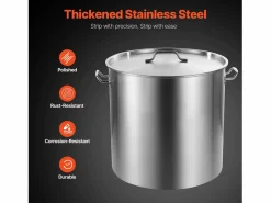 Material Y Utensilios De Cocina|Olla de Acero Inoxidable SucceBuy, 94,6 Litros, con Tapa con Cesta para Cocinar