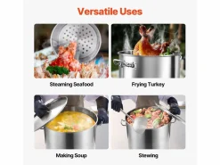 Material Y Utensilios De Cocina|Olla de Acero Inoxidable SucceBuy, 94,6 Litros, con Tapa con Cesta para Cocinar