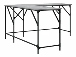 Garden Furniture Olyn Escritorio madera de ingeniería Sonoma 149x149x75 cm Gris Best