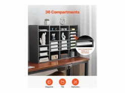 Cajonera De Escritorio|Organizador de Escritorio SucceBuy de Madera para Literatura, 36 Compartimentos, Estantes Ajustables,
