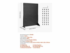 Organizador de Paneles Perforados SucceBuy, 44 x 33,5 cm, Lote de 4, Capacidad de Carga 5 kg, Panel Perforado Organizador de Almacenamiento de Acero Laminado Negro Hot