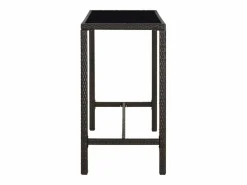 Garden Furniture Orren Mesa alta de jardín ratán sintético y vidrio marrón 130x60x110cm Marru00f3n Outlet