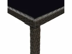 Garden Furniture Orren Mesa alta de jardín ratán sintético y vidrio marrón 130x60x110cm Marru00f3n Outlet