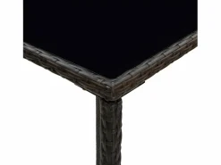 Garden Furniture Orren Mesa alta de jardín ratán sintético y vidrio marrón 70x70x110 cm Marru00f3n New