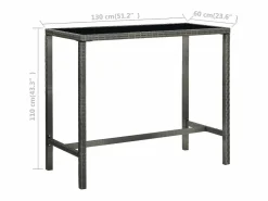 Garden Furniture Mesa Alta|Orren Mesa alta de jardín ratán sintético y vidrio 130x60x110cm