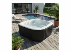 Ospazia Spa hinchable cuadrado de 6 plazas - - Dimensiones: 185 x 185 cm - Filtro y cubierta incluidos Negro Clearance