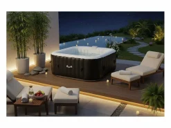 Ospazia Spa hinchable cuadrado de 6 plazas - - Dimensiones: 185 x 185 cm - Filtro y cubierta incluidos Negro Clearance