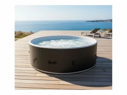 Ospazia Spa hinchable redondo de 6 plazas en Dropstitch - - Diámetro: 200 cm - Filtro y funda incluidos Negro Outlet