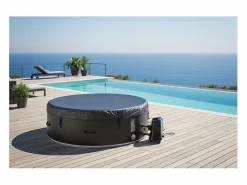 Ospazia Spa hinchable redondo de 6 plazas en Dropstitch - - Diámetro: 200 cm - Filtro y funda incluidos Negro Outlet