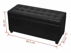 vidaxl Otomana de almacenamiento de cuero artificial Negro