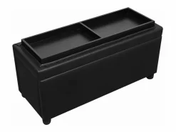 vidaxl Otomana de almacenamiento de cuero artificial Negro