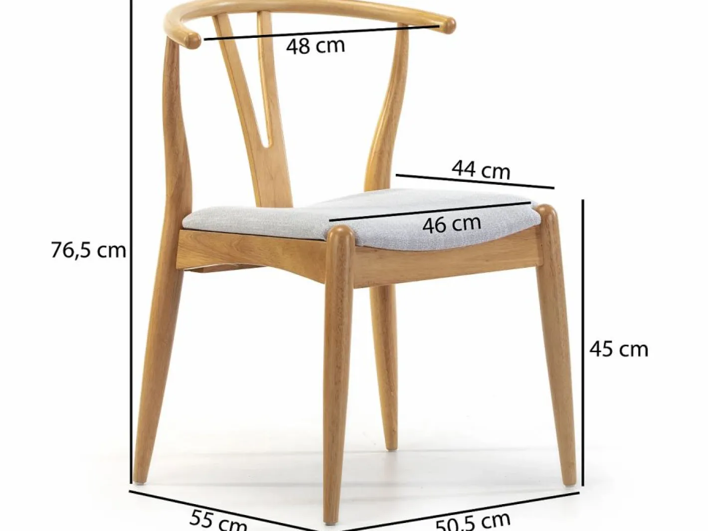 Pack 2 sillas Rustic Color Roble, Madera Maciza, 55 x 54,5 x 76 cm^VS Venta-stock Outlet