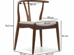 Pack 2 sillas Rustic Color Nogal, Madera Maciza, 55 x 54,5 x 76 cm^VS Venta-stock Sale