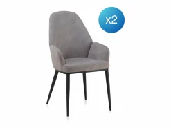 Sillas Y Lotes De Sillas|Pack 2 sillones tapizados en claro patas metálicas negras