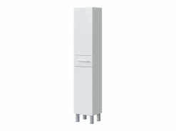 Pack baño brillo: mueble + espejo + lavabo cerámico + col. auxiliar Blanco Outlet