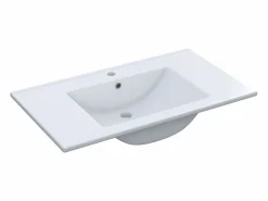 Pack baño brillo: mueble + espejo + lavabo cerámico + col. auxiliar Blanco Outlet